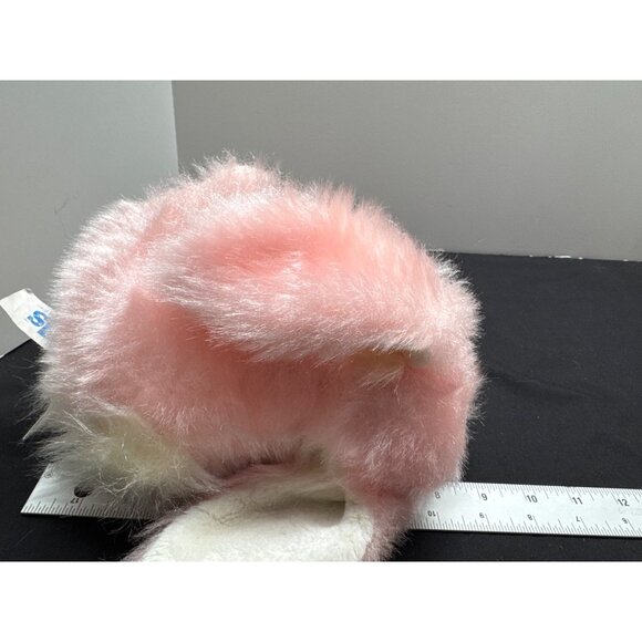 Kids Of America Pink White Fluffy Plush Bunny With Flocked Peach Nose Colorful P - Picture 6 of 10